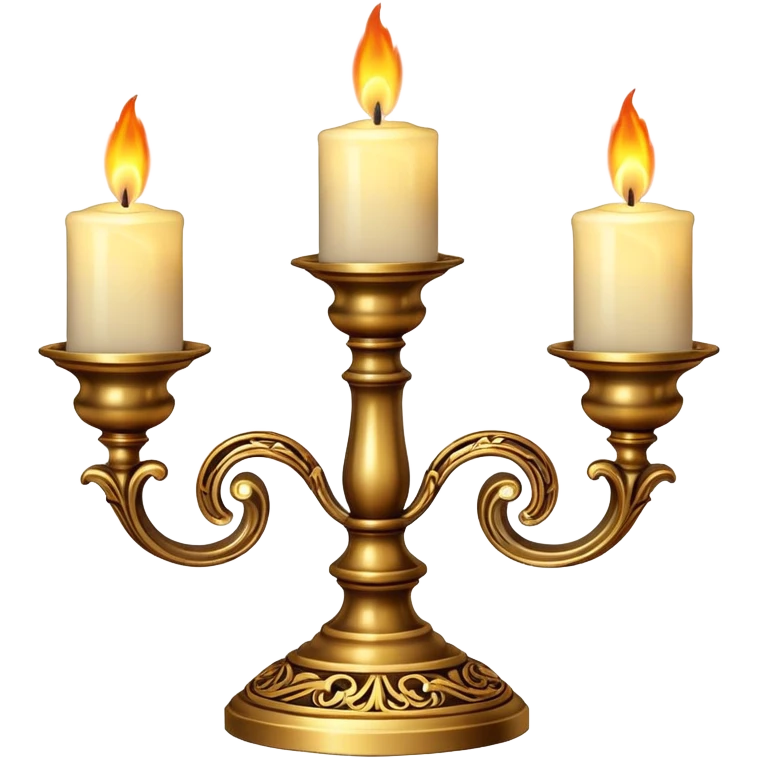 fancy three-candle holder with glowing flames emoji