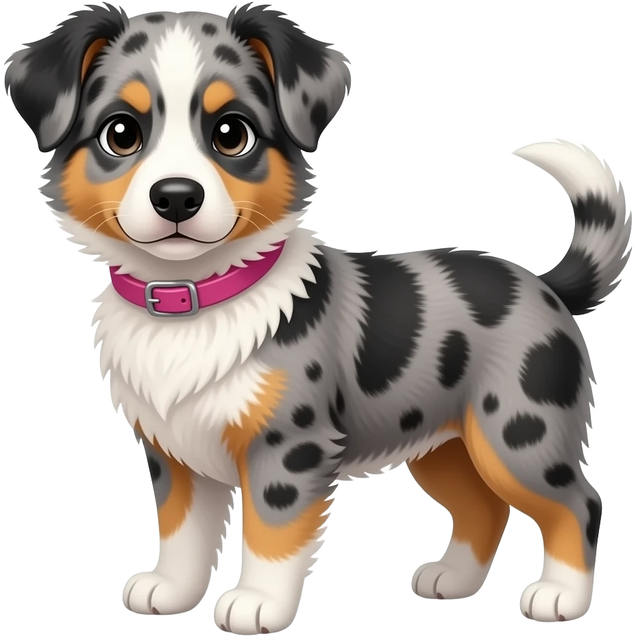 Puppy girl Australian shepherd with pink collar emoji