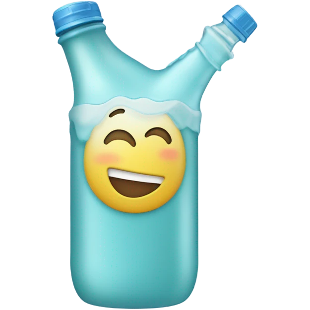 Botella de agua linda con en celeste pastel emoji