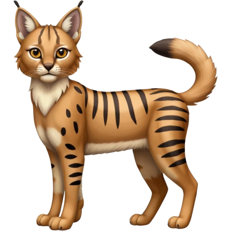 Striped and spotted Lynx-Caracal-Fakemon-hybrid full body emoji
