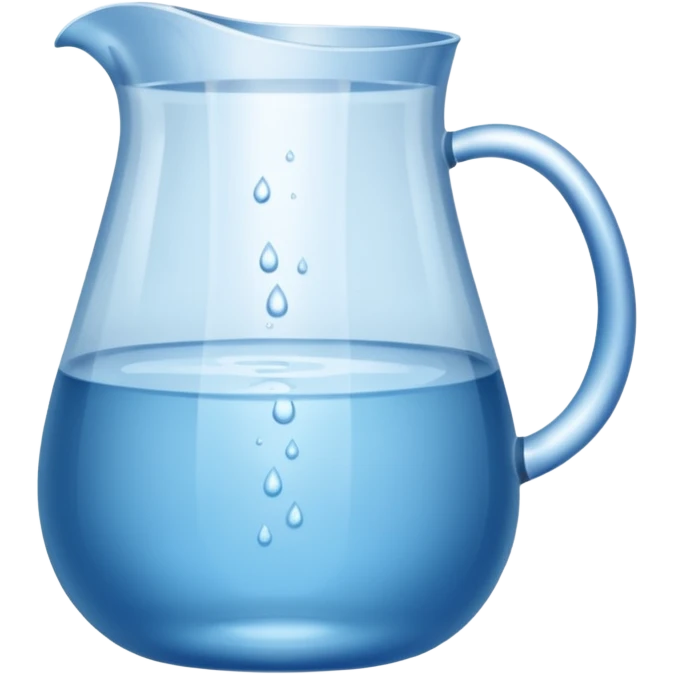 A water pitcher, transparent, slightly blue water, no lid, no droplets, tall. Without a handle and without nose.
 emoji