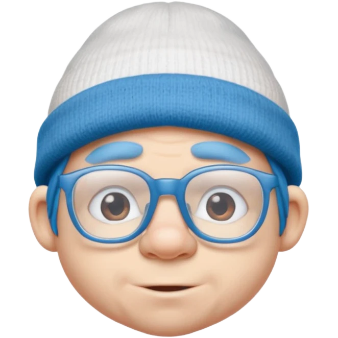 smurf with glasses white beanie no shirt emoji