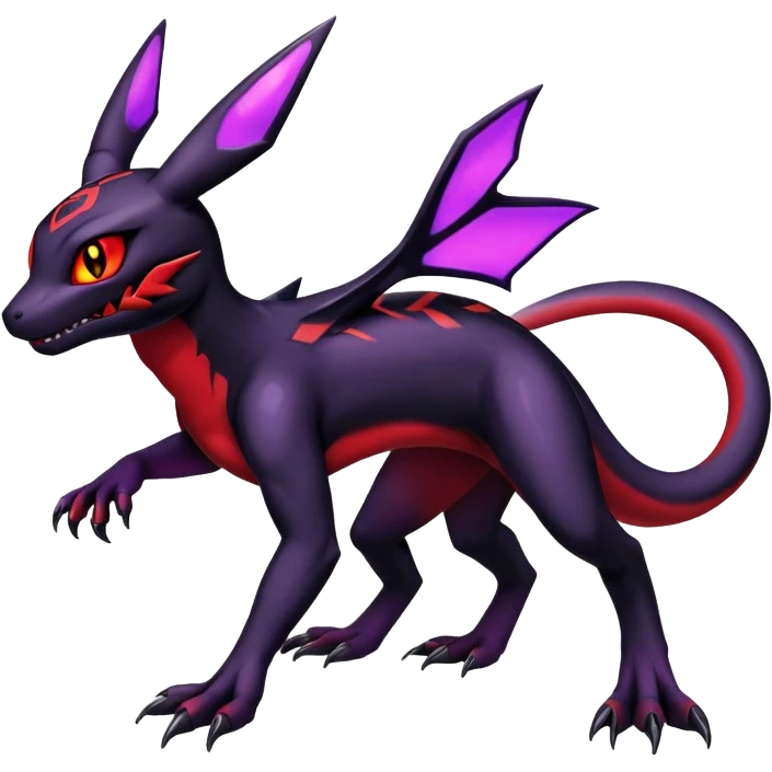 Guilmon-Salandit-Umbreon-Fakémon-hybrid-creature (full body)  emoji