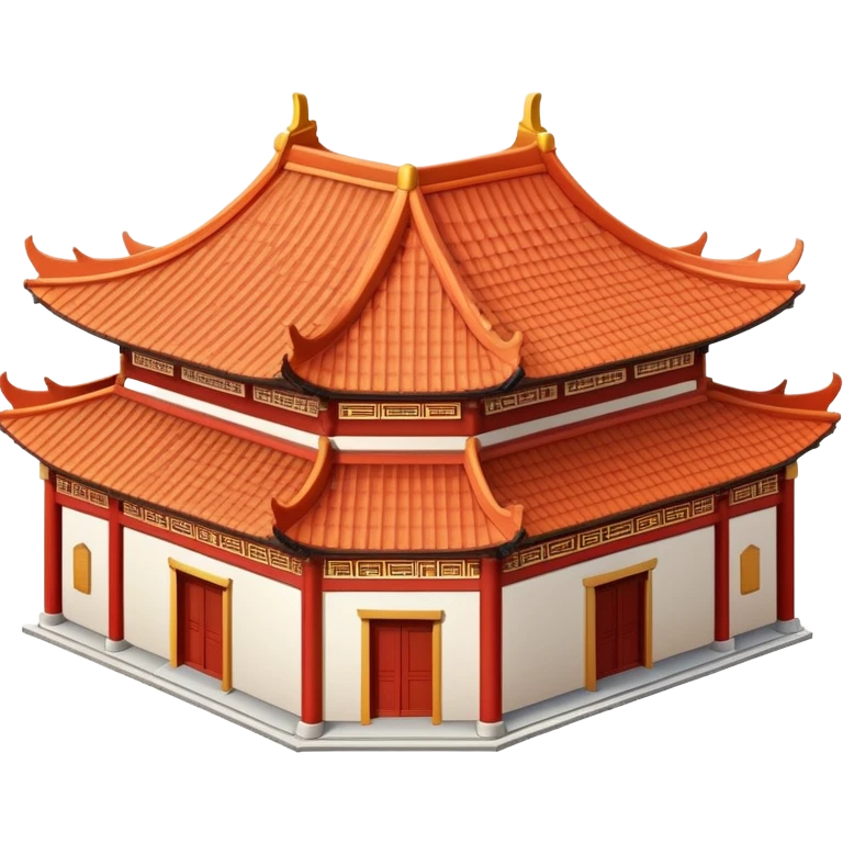 Chinese temple building with curved eaves, decorative roof tiles, traditional style emoji