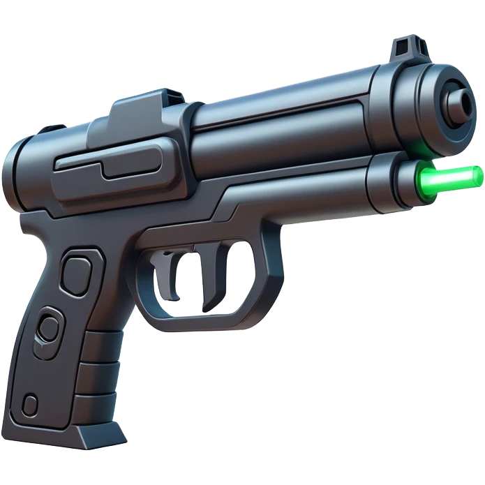 Clash of Clans aesthetic: Cinematic Playful 3D Isometric Laser Gun Emoji, rendered in a 3D vector-style similar to standard emojis with minimal shading and bold, simplified shapes. A compact, distinct form with signature details, softly glowing with a futuristic sci-fi warfare charm. Simplified yet unmistakably iconic, highly detailed and consistent, glowing with a soft radiance and high shine. Stylized with a touch of high-tech brilliance and a soft glowing outline, capturing the essence of a beloved gaming relic with a friendly, playful manner! emoji