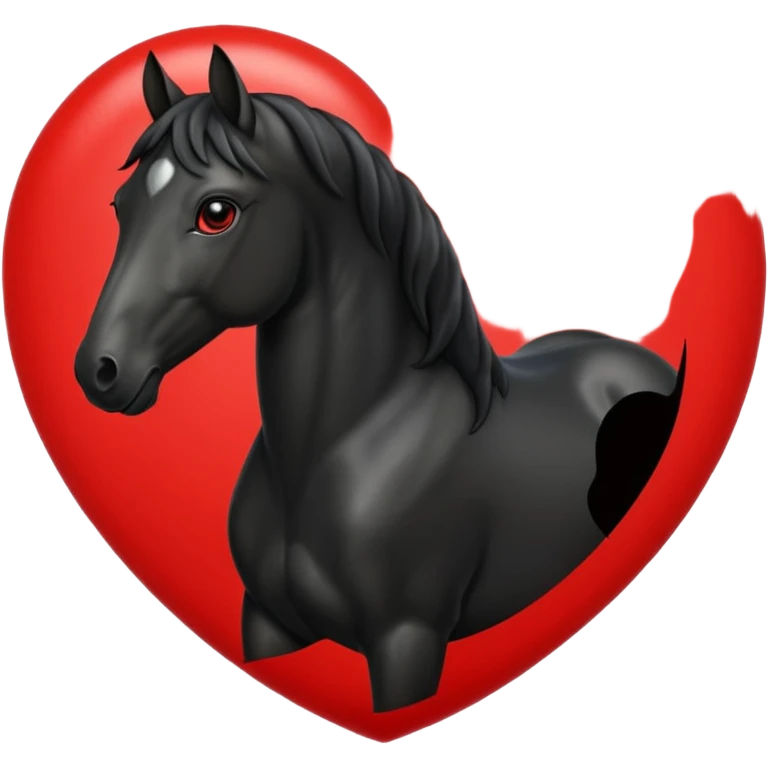 Black Horse centered within a red heart emoji emoji