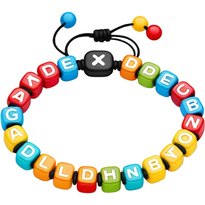 colourful beaded bracelet with alphabets emoji