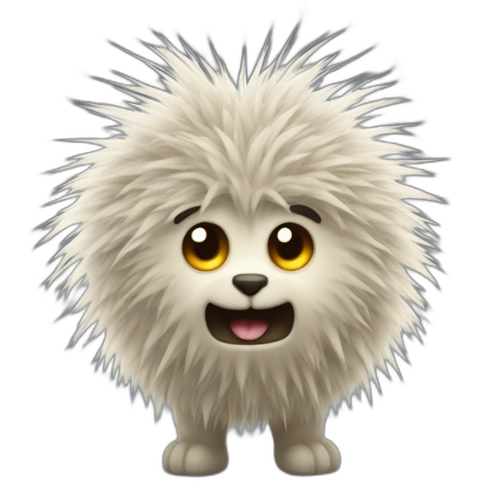 A hairy creature with little lightning bolts dancing along its hairs. His eyes shine like electric bulbs. emoji