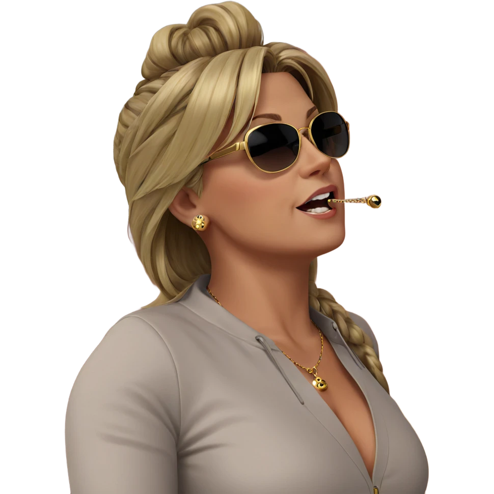 blonde girl with sunglasses and jewelry emoji