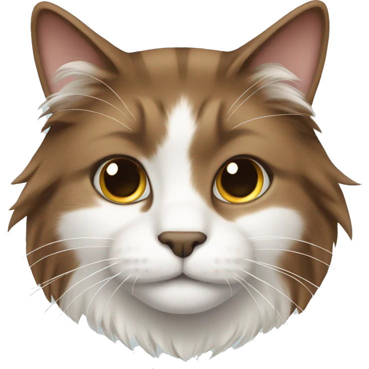 Long haired brown and white cat emoji