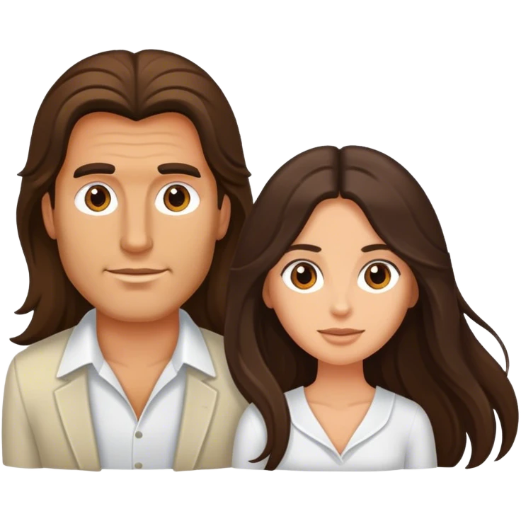Long haired brunette man and brunette woman emoji