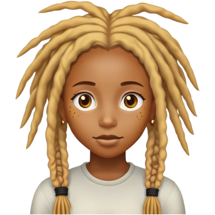 Black girl with honey blonde dreads and freakles emoji