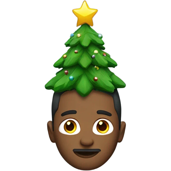 man with christmas tree on head emoji