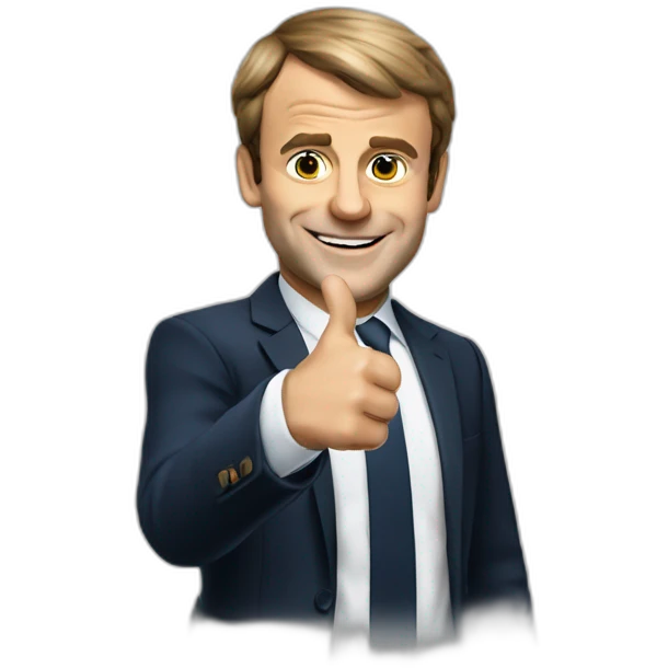 Emanuel Macron giving a thumbs up  emoji