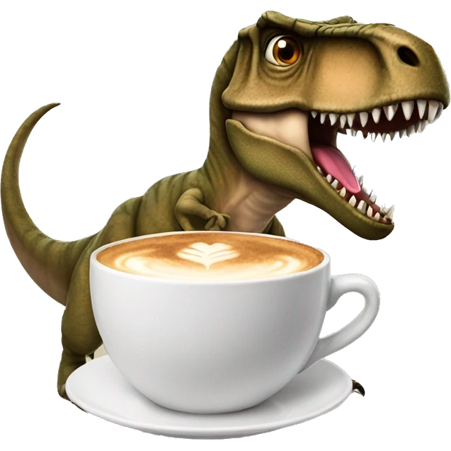 T-Rex holding a Cappuccino emoji