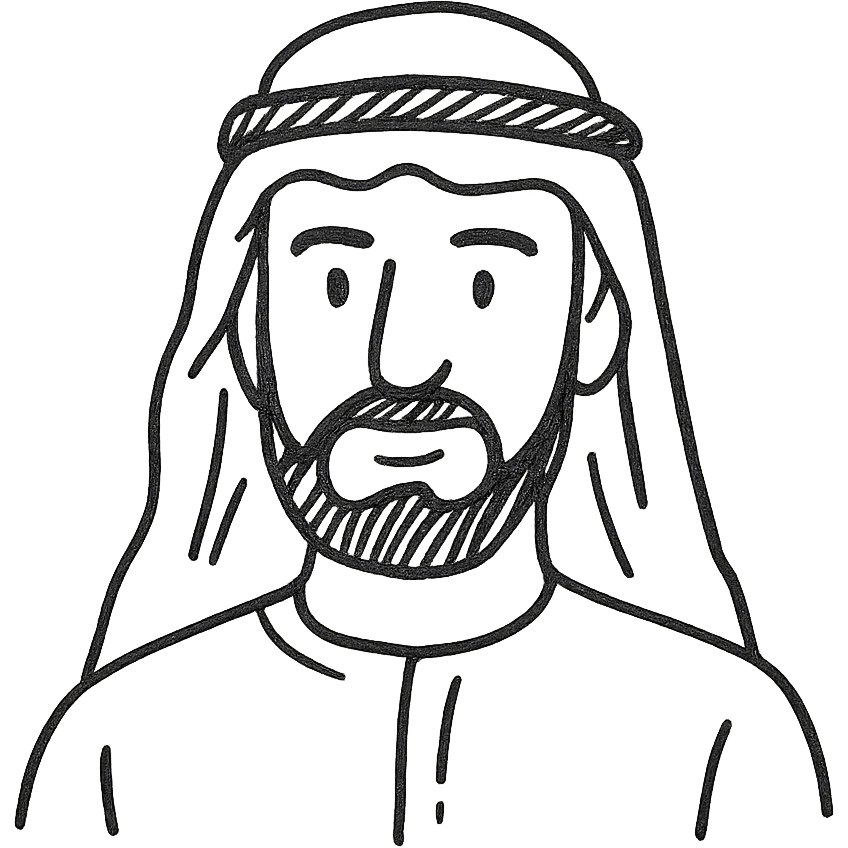 arab man hand drawn outlined icon emoji