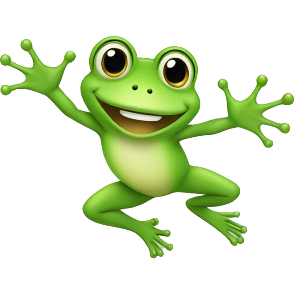 Happy cute frog jumping  emoji