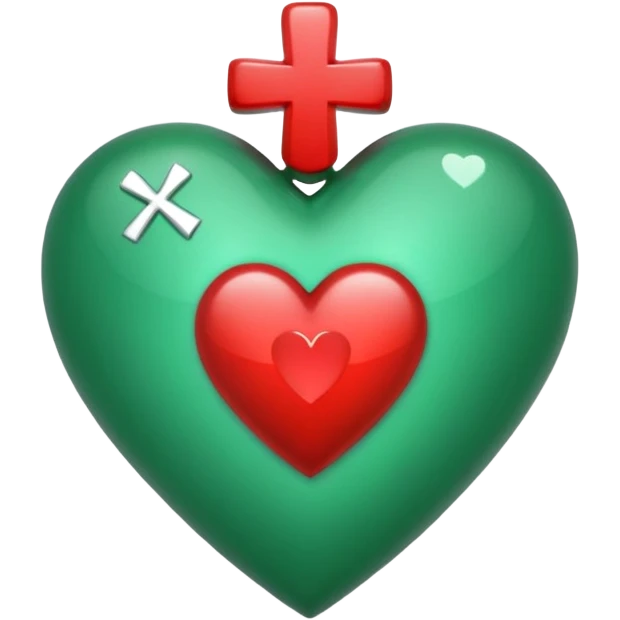 UN ICONO DE CORAZON CON UNA CRUZ VERDE A UNA ORILLA DE ESTE emoji