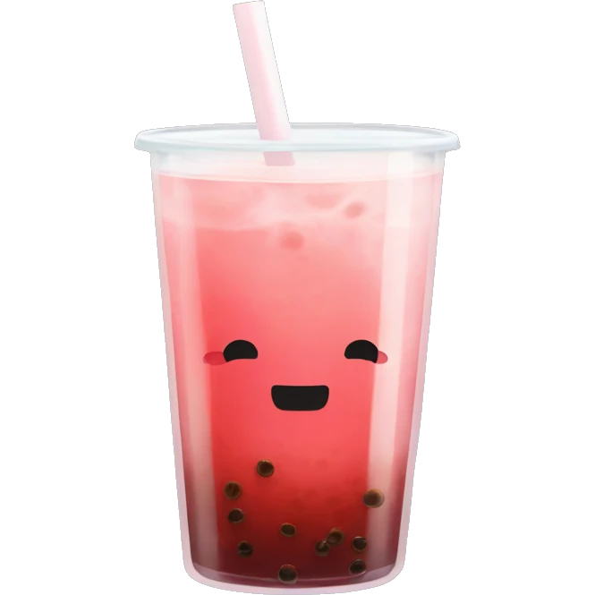 red bubble tea in a glass cup without face emoji
