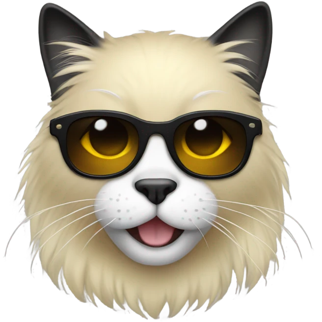 Black cat with long blonde hair and sunglasses  emoji