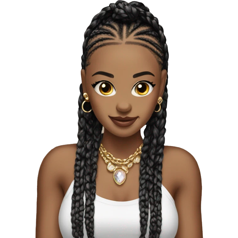 Emoji with stunning beauty boxbraids with jewelry emoji