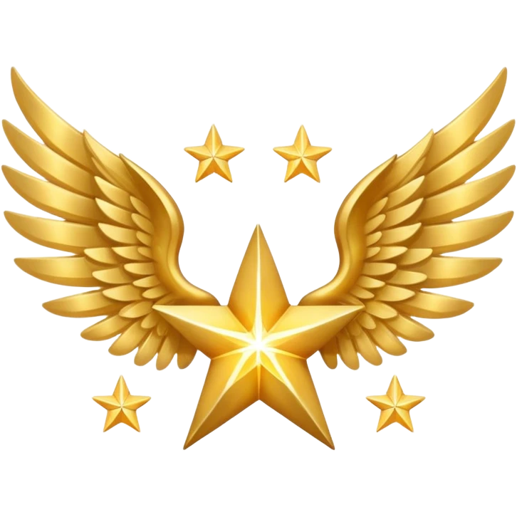 An image with wings on a star based on the star and wings of the basic emoji of the iPhone. emoji