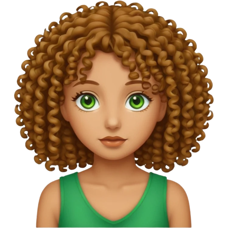 tan green eyed girl with curly hair cute emoji