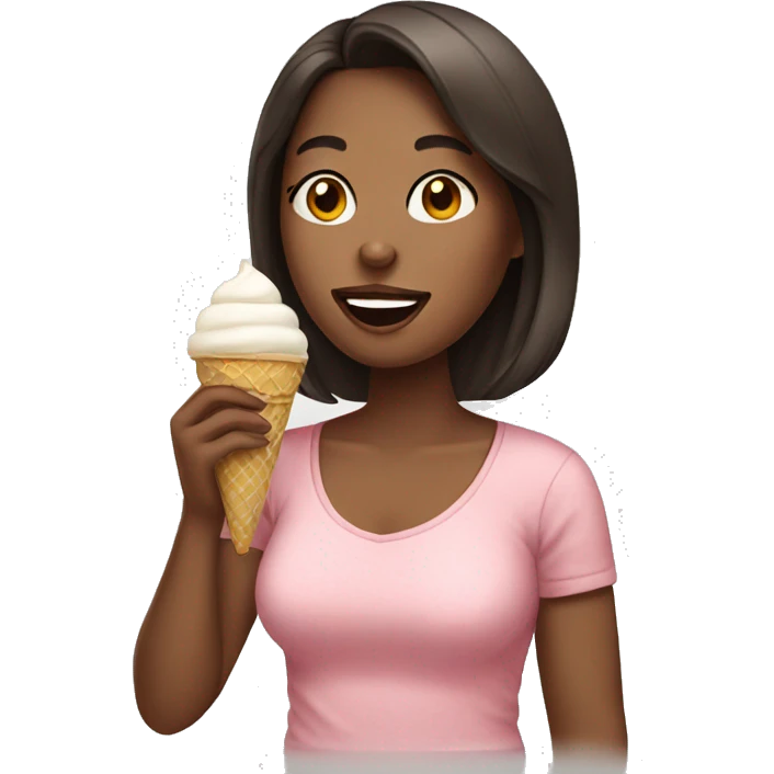 brunette girl eating ice cream  emoji