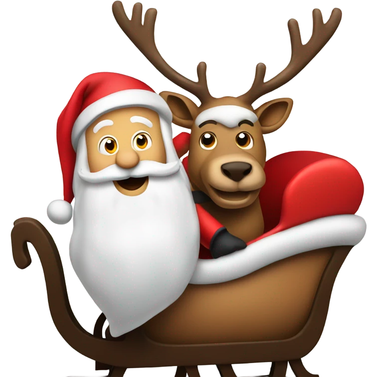 Santa in a sleigh with his reindeer emoji