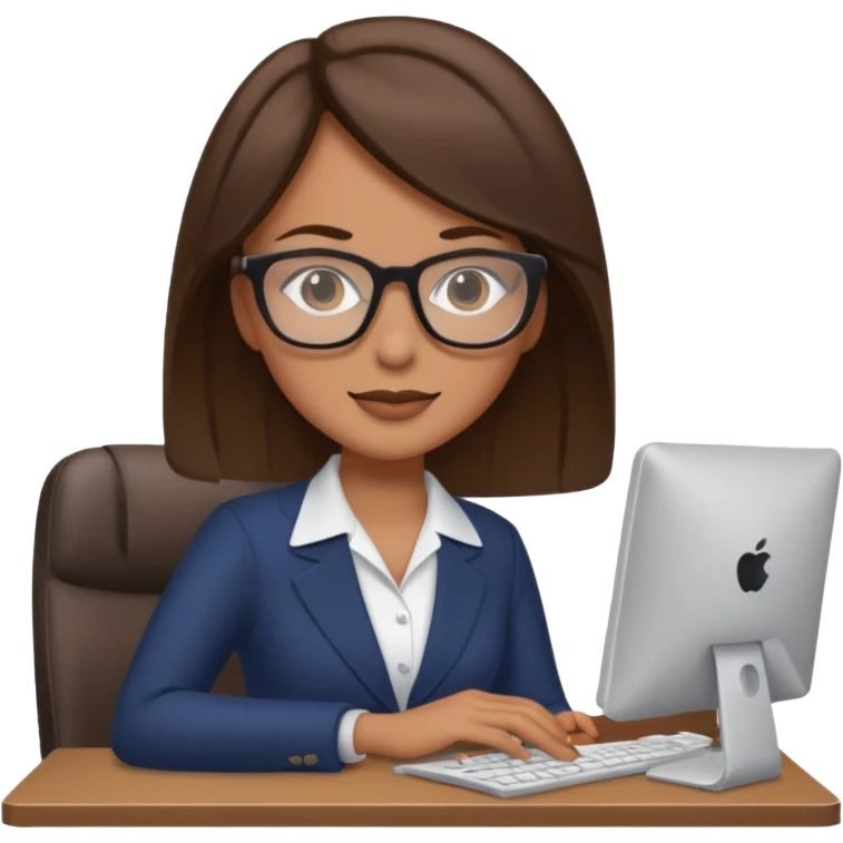 administrative assistant with brunette hair on computer emoji
