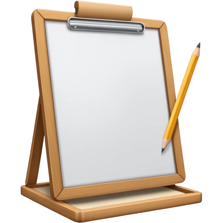 drawing board with classic wooden frame，in front side emoji