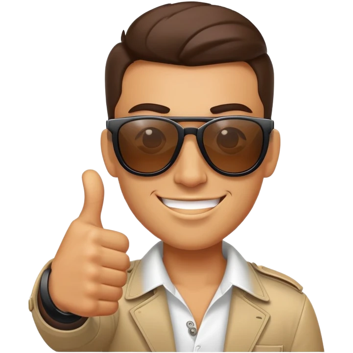 Cool character with sunglasses giving thumbs up, looking confident and awesome emoji