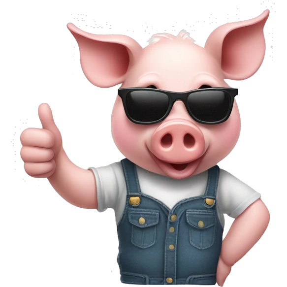 Pig with sunglasses and thumbs up emoji