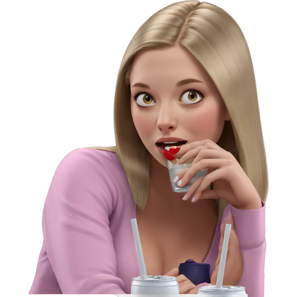blonde girl enjoying a drink emoji