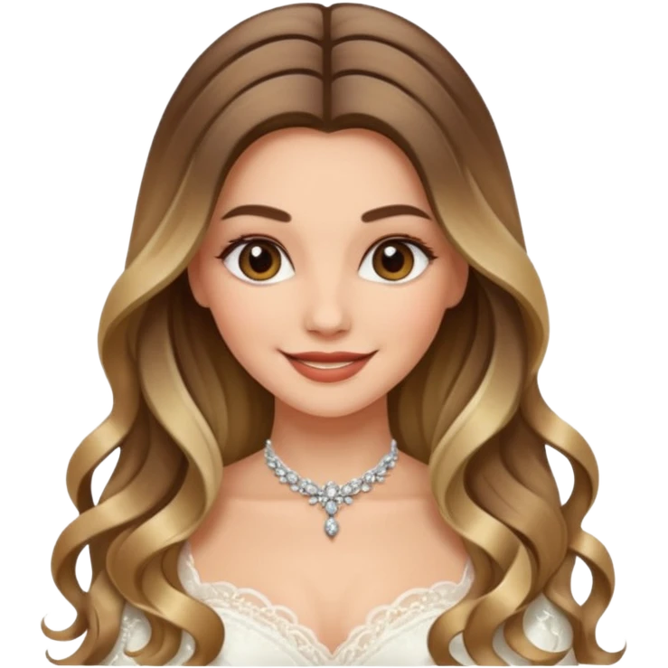 Beautiful happy woman with Balayage long hair bridal emoji