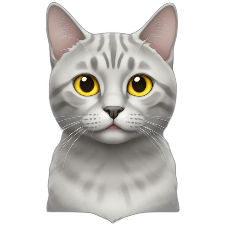 Silver marble Scottish straight cat with yellow eyes emoji