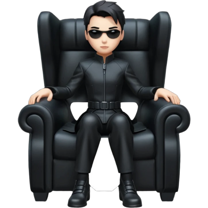 Matrix trinity black leather full body sit on a leather armchair emoji
