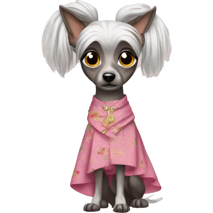 Chinese Crested in a skirt emoji