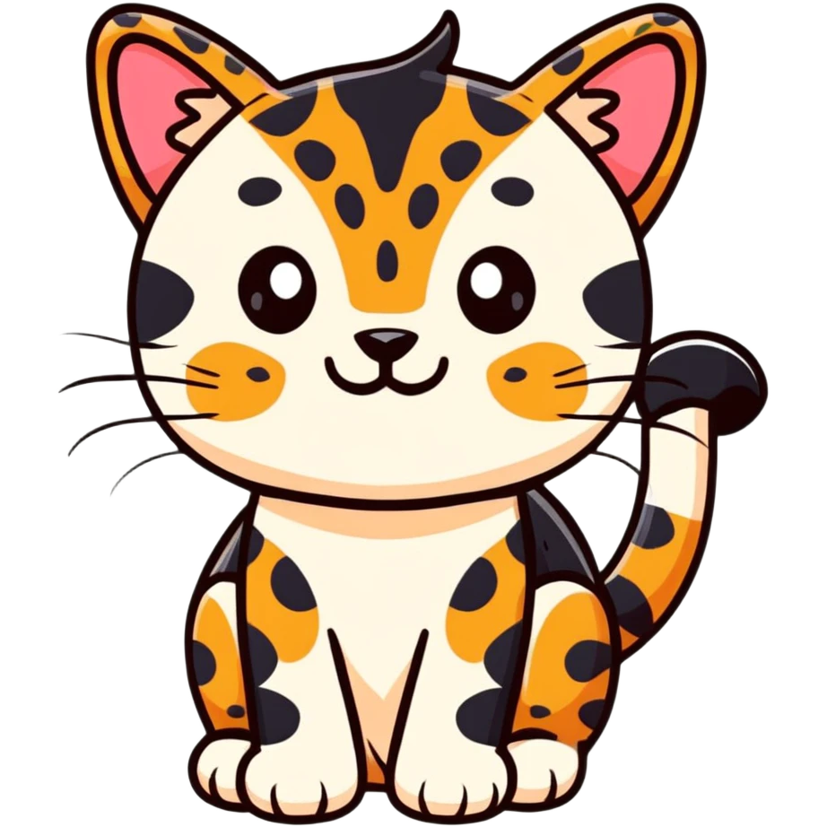 Cute leopard cat with spots and striped tail emoji