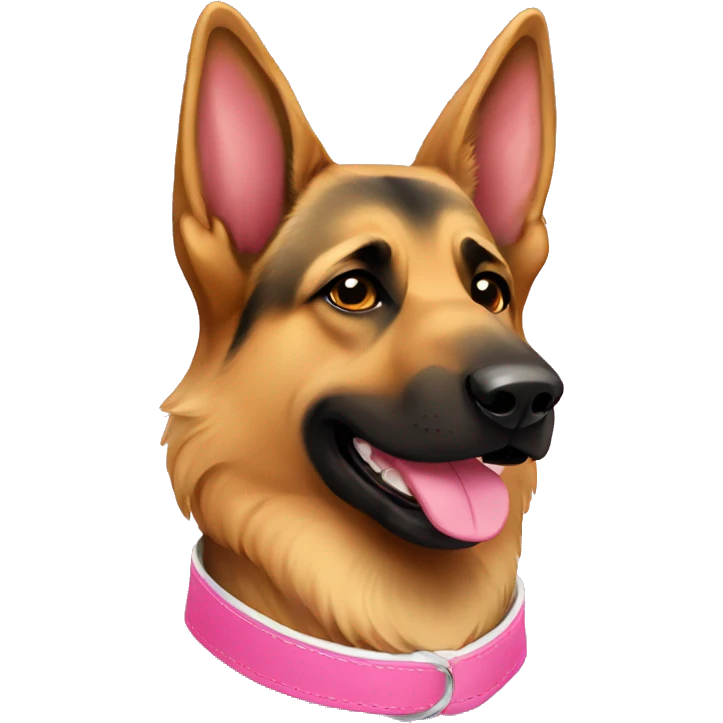 German Shepard with pink collar  emoji
