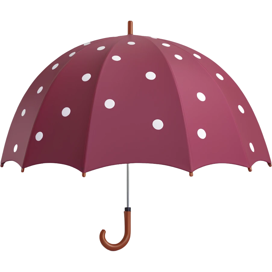 burgundy umbrella with polka dots in 3D emoji style emoji