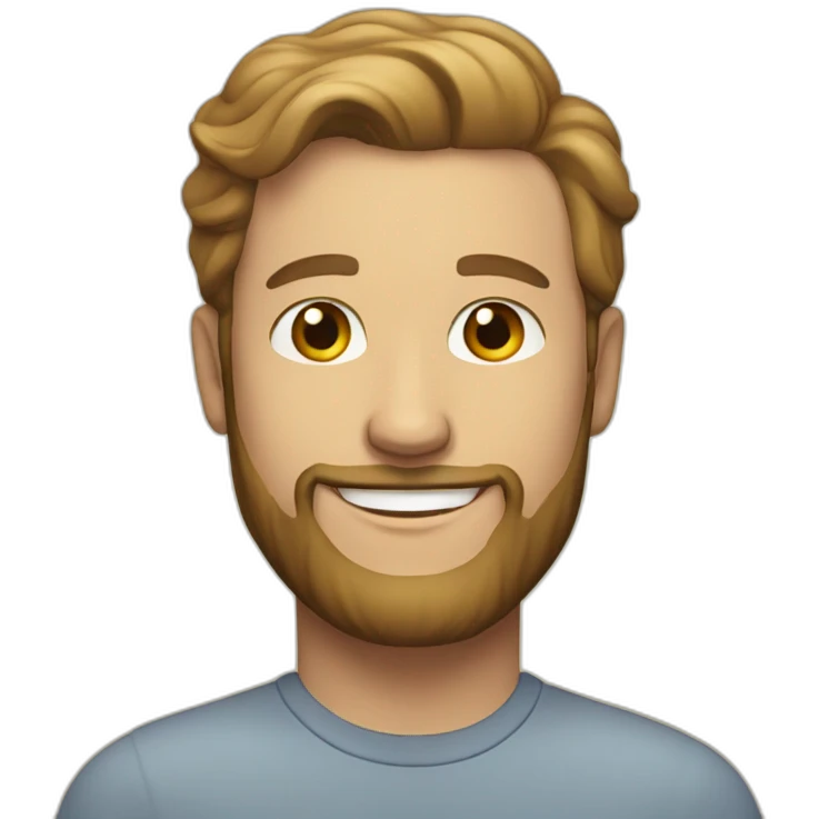 smiling white man in late 20s with a beard emoji