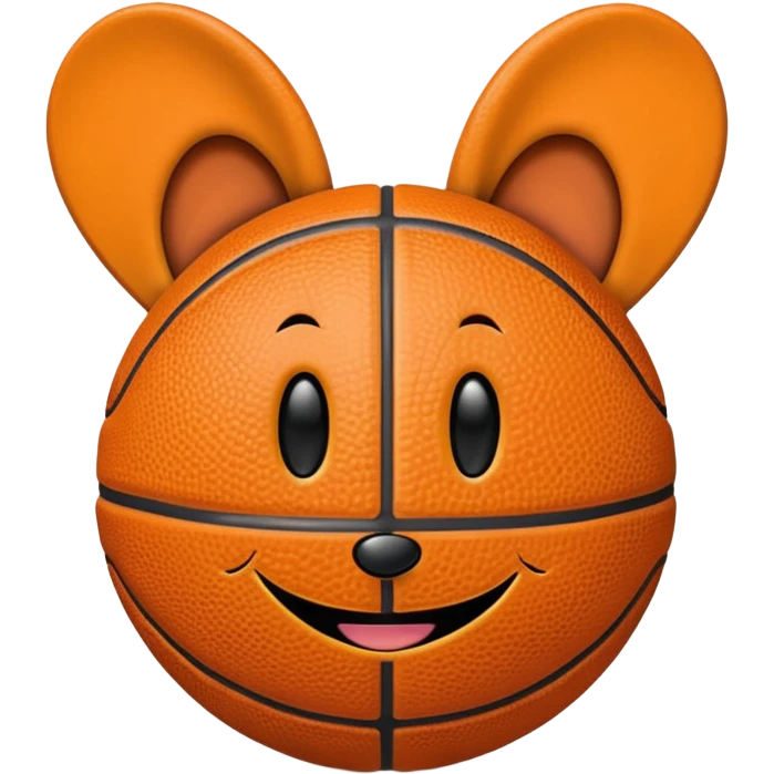 basketball with ears and smiley face emoji