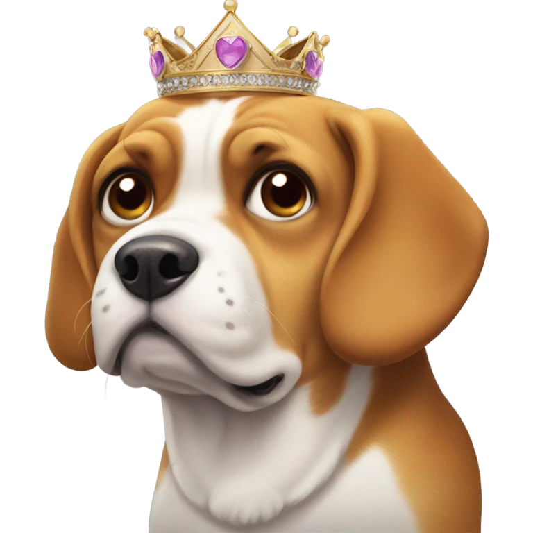 fat beagle with a princess crown emoji