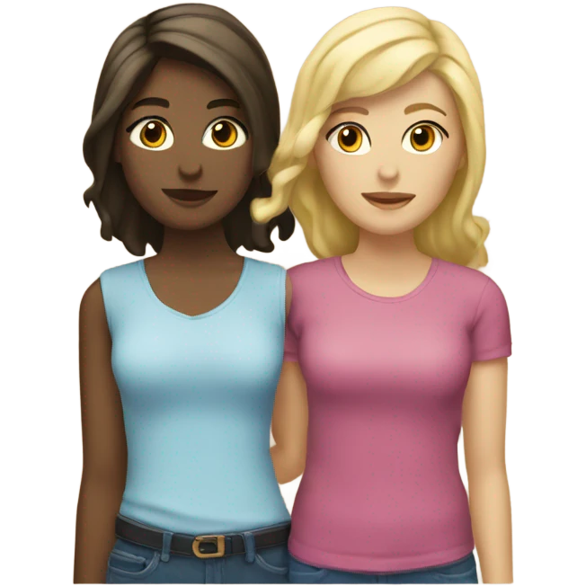 Blonde and brunette lesbian couple  emoji