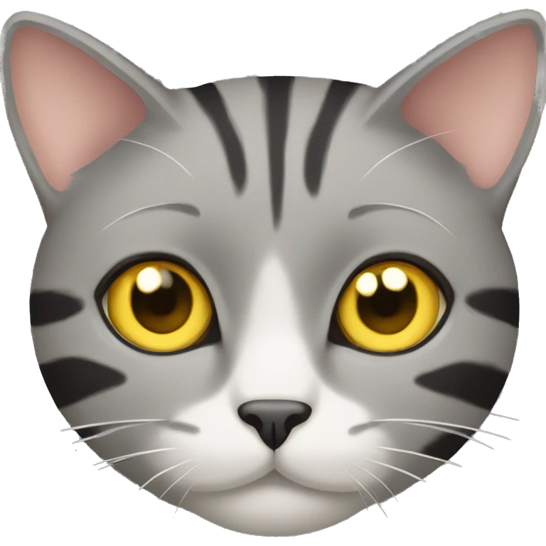 gray cat with few yellow hairs and black stripes emoji