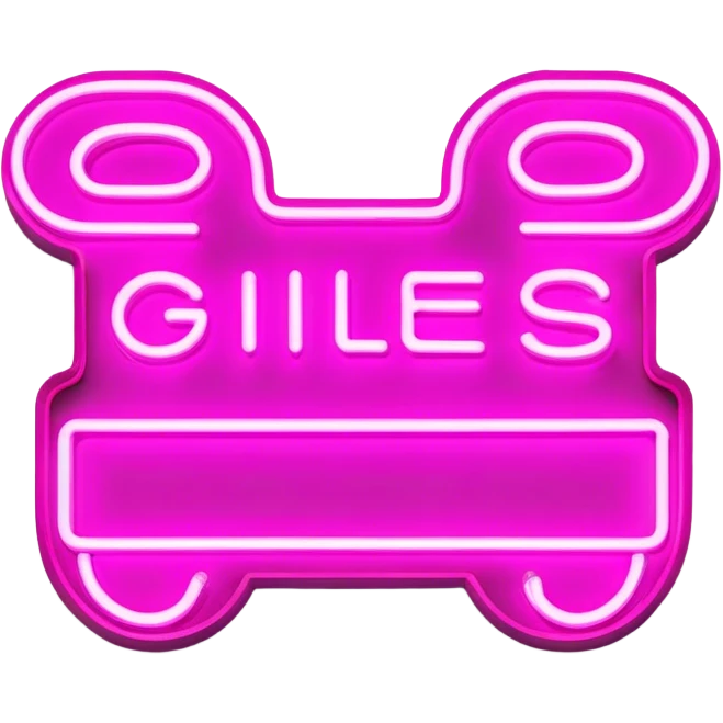 Pink neon sign with the word Giles emoji