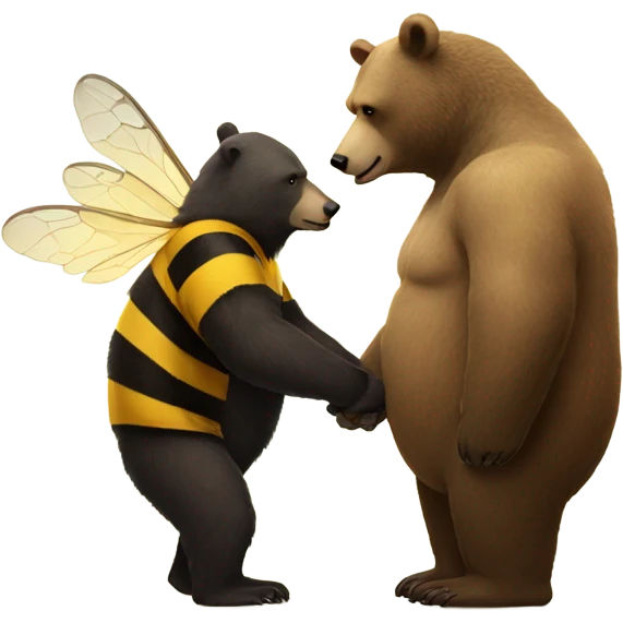 Bear holding hands with a giant bee  emoji