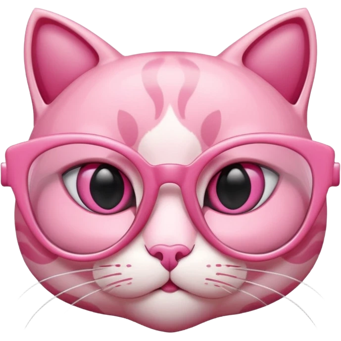 A 3D cartoon rose-pink cat-eye shaped spectacle, glossy curved frame, soft reflections, isolated on plain background. only glasses. ONly glasses. emoji