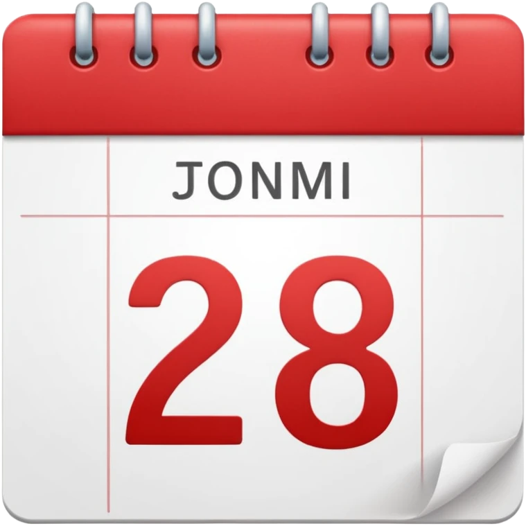 calendar with number 28, red top emoji